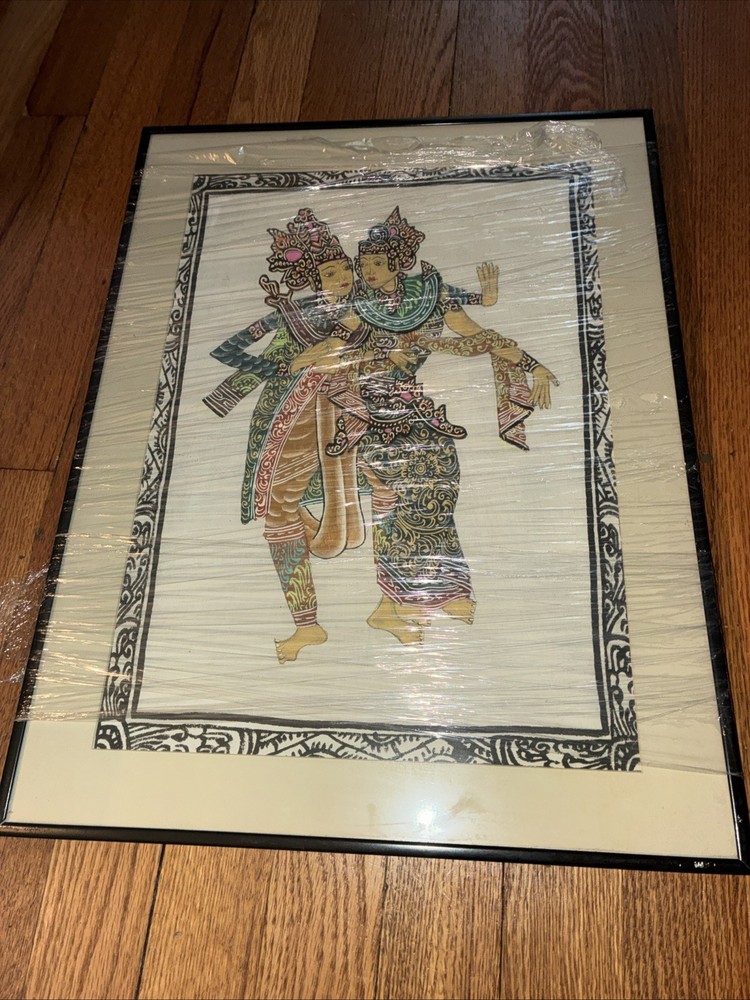 Vintage Hand-Painted Madhubani Ganesha Painting Mithila Folk Art Framed 11×14