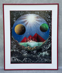 SURREAL PLANET PAINTING DIMENSIONAL U.S. OUTPOST PYRAMIDS MARS SURREALISM ART