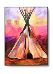 Southwest Teepee Painting 12×16 Original Desert Tribal Wall Art Decor