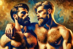 Original LGBTQ art giclée painting „Love Is In His Eyes“ signed & numbered