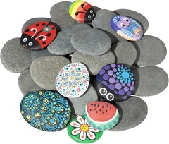 25 Pcs River Rocks for Painting, 2″-3″ Painting Rocks, Flat & Smooth Rocks to…