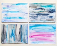 Collection of 4 abstract watercolor paintings