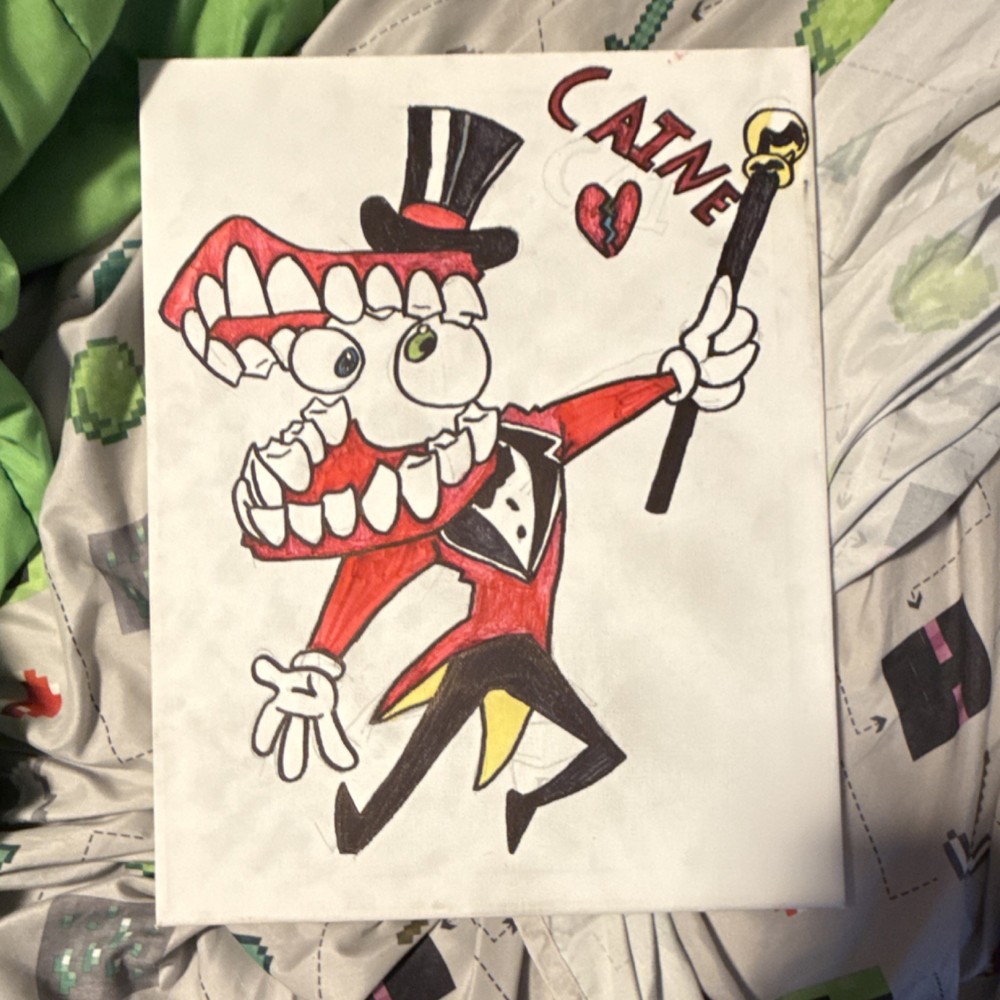 TADC Caine Original Hand-Painted Cartoon Character Acrylic Canvas Art Red Black