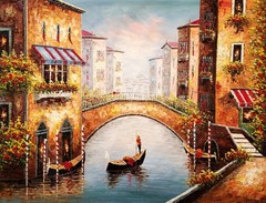 Venice Cafe- #BV-24, 36×48 -100% Hand painted Oil Painting on Canvas