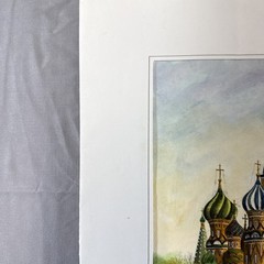 Pair Russian Watercolor/PID St Basil’s Cathedral on the Red Square MockBA 2003