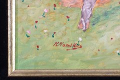 Unique Acrylic Folk Painting by N. Nomikos – Treasure Hunter Theme, Colorful