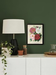 Floral Red Rose Painting Original Pink Wall Art Modern Flowers 11×14 CP 15