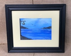 Beach Seagulls Sea Lamppost Painting Signed Art Coastal Peaceful Landscape