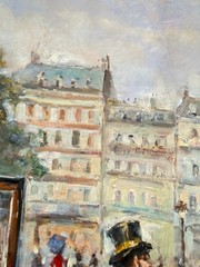vtg Original Oil Painting French Paris Street Scene 38×26