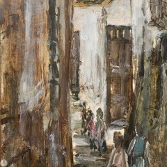 Vintage Original Impressionist Cityscape Oil Painting „Echoes of An Old Street“