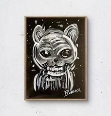 Original Animal Skull Art 12×16 Canvas Abstract Pop Painting Modern Design