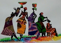 African Original Mixed Media: A Story of Culture & Community. Mint Conditon.