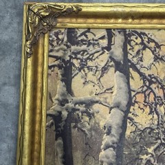 Vintage Lazlo Neogrady Winter Sunset Oil Painting On Board Signed 27.5×23.5