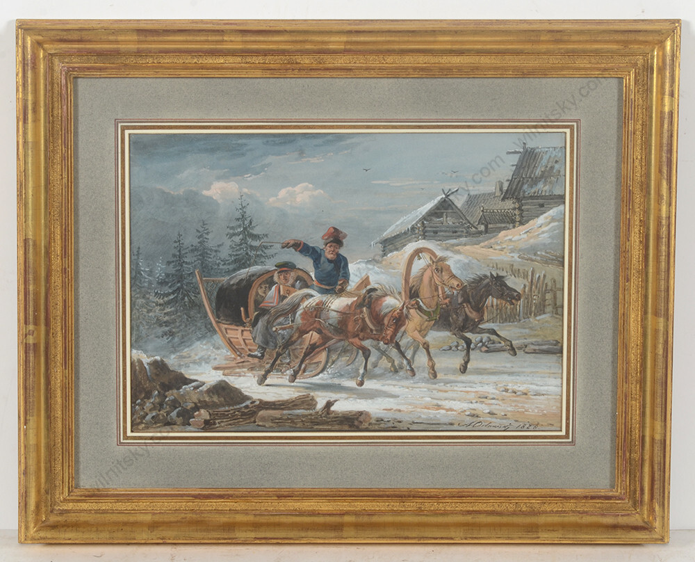 Alexander Osipovich Orlowski (1777-1832) „Traveling in a Kibitka-Sledge“, 1828