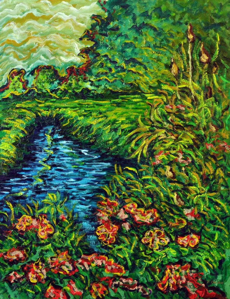 The River Test – Hampshire – Original Oil On Linen Canvas – By F. DeTrolio