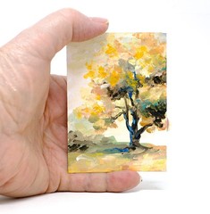 ACEO Original Landscape Garden Painting ATC Collectable Heavy Paper,L 2036