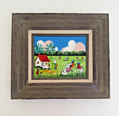 B. Smith Original Oil on Canvas Painting, signed by artist. Folk Art Primitive