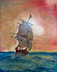 Large Oil Painting on Canvas, Seascape by Serg Graff „Clipper Ship Dream“