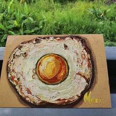 Denver Omelet Painting Kitchen Still Life Original Art Fried Egg Breakfast 6×8
