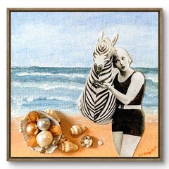 Original Seascape 4×4 Modern Portrait Canvas Mixed Media Signed Home Decor