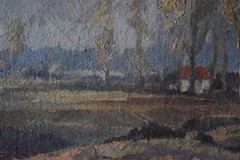 GUM TREES OF THE AUSTRALIAN OUTBACK OIL PAINTING JOHN WILSON c1970s