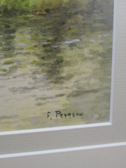 F. Fred Pearson – signed original watercolor painting, Framed. Man in boat 20.5″