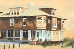 Vintage Ocean City Maryland Beach House Watercolor Painting Signed Jim Wilson 77