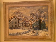 1940’s Winter Rural Impressionist Painting by FRANCIS LAW DURAND 22.5″x28.5″