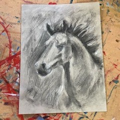 ORIGINAL Horse Colt Painting Western Art equestrian charcoal pastel Artwork USA