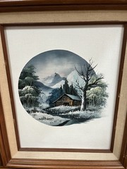 Set Of 2 Oil Paintings on Canvas Winter Landscape 8 x 10 Signed Nathan Vintage