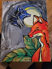 abstract paintings on canvas original fox, dog, animals 12×16