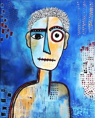 A.Z. Davis 20″X 16″ Painting Abstract Modern Figurative Picasso Style Pop Cubism