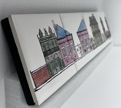 Jacques De Clercq / DeClercq Painted & Signed 4 Tile Art – French Quarter Houses