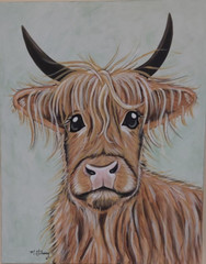 Highland Cow Wall Art Original Painting 16×20 hand painted and signed by Artist
