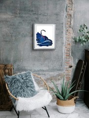 Swan Silhouette Vibrant Abstract Expressionism Gallery Paper Painting 11×14