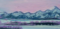 Art, Painting, „Mountains winter“ – giclee on canvas 8″x 16″ Yelena Berzon