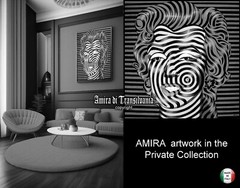 Marilyn Monroe Portrait Optical Op Painting Black and White Amira Artist Pop Art