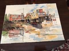 Mid 1980’s Maine Pier T.H. Miller Signed Original Watercolor