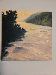 The French Broad River, whitewater, North Carolina art, 12×12
