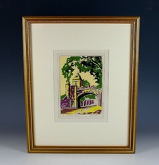 Ink and Gouache Landscape on Paper by Hayley Lever (1876-1958)