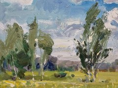 Green Summer Landscape Oil Painting Original Nature Wall Art Signed Canvas COA