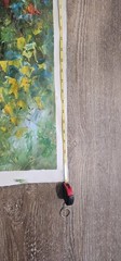 Hand painted on canvas derby horse racing signed by artist