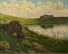 Paul Pützhofen-Hambüchen : Manor House By The Lake , Oil On Canvas, Signed