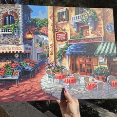 Buon Appetito Finished Acrylic Paint By Number 20×16 Italy City Restaurants Flaw