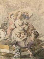 Painting Watercolour Pencil Xixth 1830 Barque Romanticism Landscape Antique