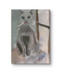Unimpressed Cat Original Acrylic Painting, Whimsical Feline Portrait Art