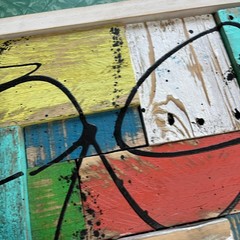 Original Mixed Media Abstract Art Painting 19×14 on Distressed Reclaimed Wood