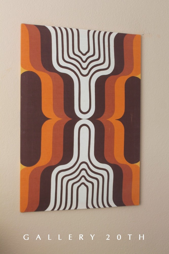 GORGEOUS! DANISH MODERN TAPESTRY! ORANGE VINTAGE 60S 70S TEXTILE MID CENTURY ART