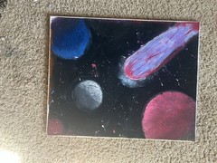 Original Abstract Acrylic Painting Outer Space Planets Stars on Canvas
