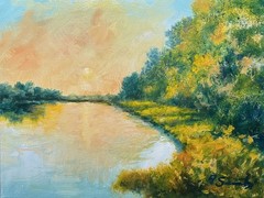 ORIGINAL OIL PAINTING LANDSCAPE IMPRESSIONIST RIVER SCENE CANVAS ART SEMBERECKI